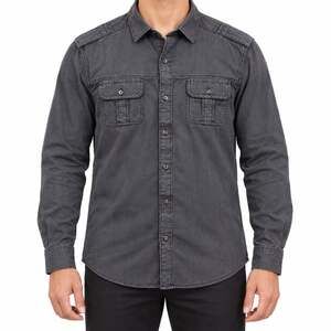 Rock & Republic Shirt Mens Large Black Denim Long Sleeve Button Front Two Pocket
